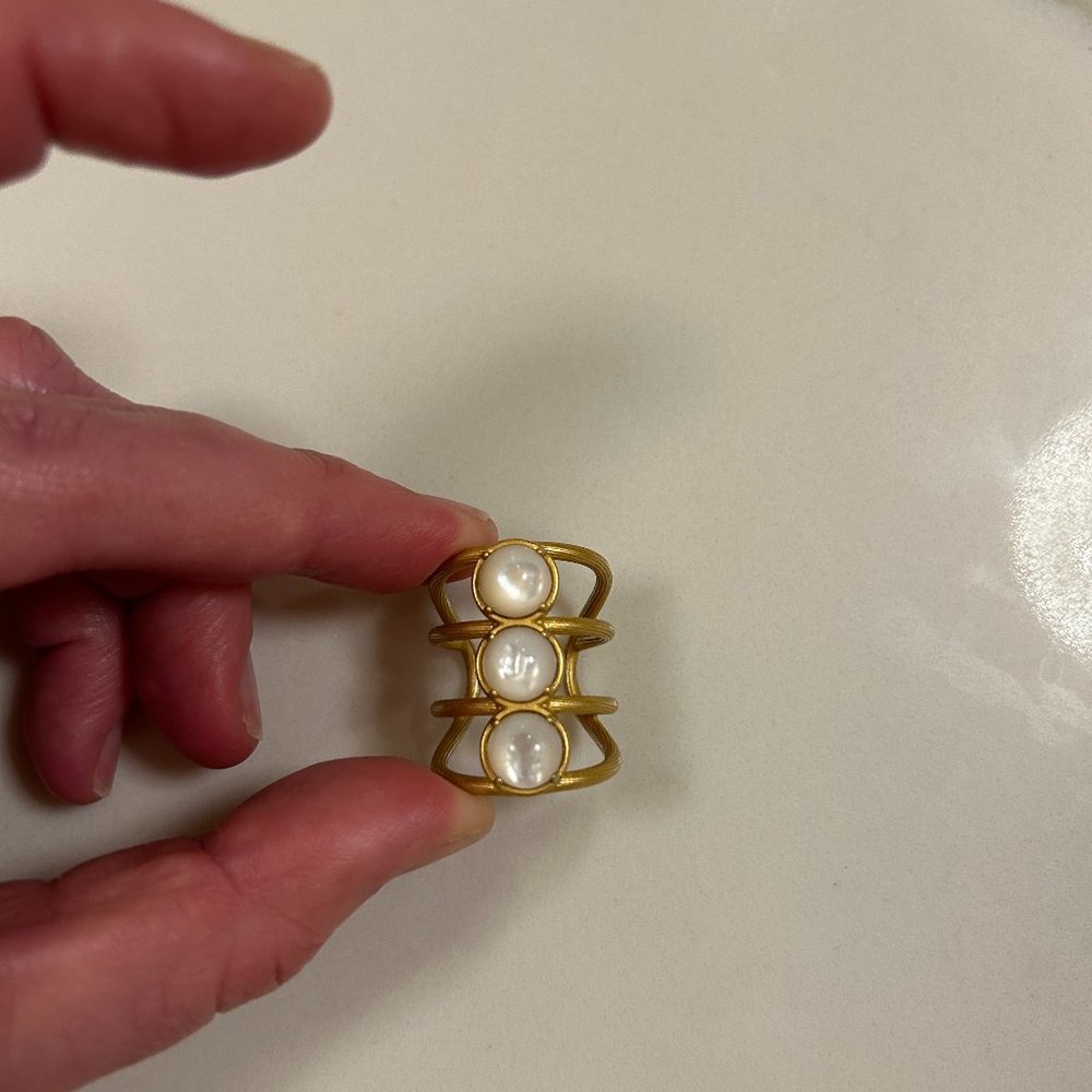 Tory Burch Gold-tone Ring with Three Pearl Accents